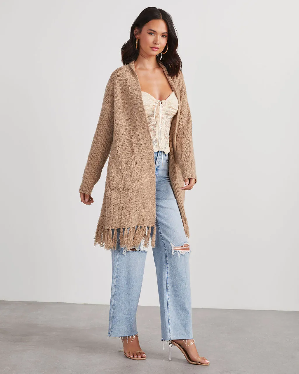 Nemah Fringe Hem Long Cardigan sold by Vici product image thumbnail 4