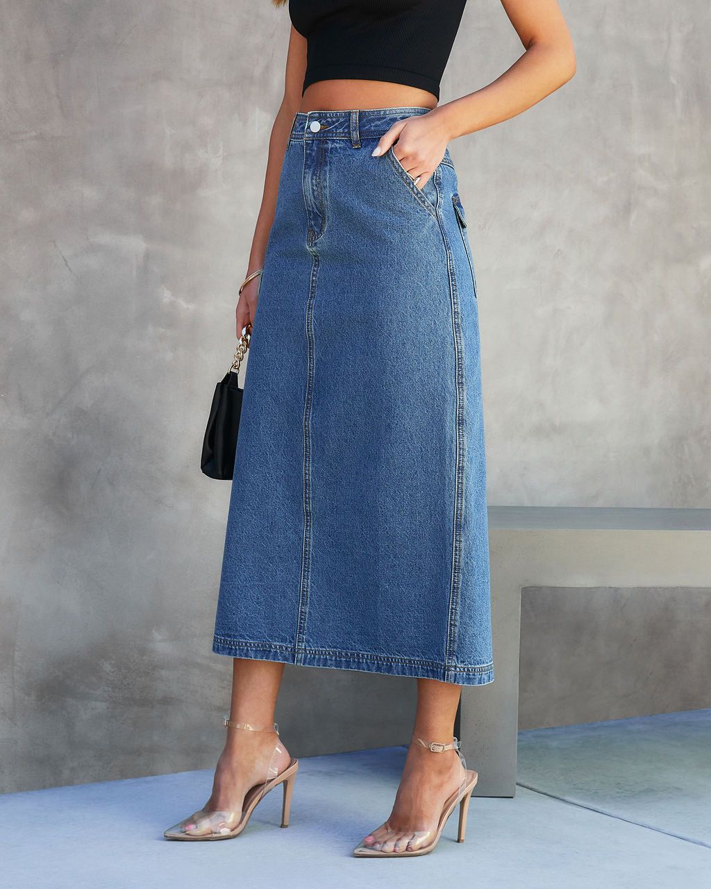 Spears Denim Cargo Midi Skirt sold by Vici product image thumbnail 3