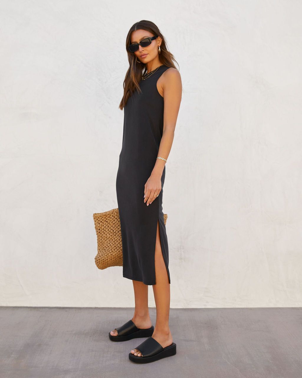 Cammie Side Slit Maxi Dress - Black - FINAL SALE sold by Vici product image thumbnail 4