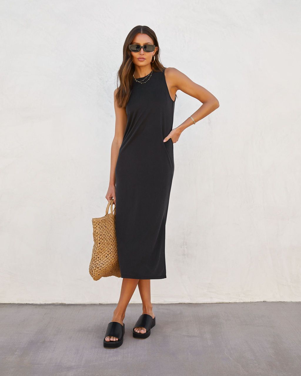 Cammie Side Slit Maxi Dress - Black - FINAL SALE sold by Vici