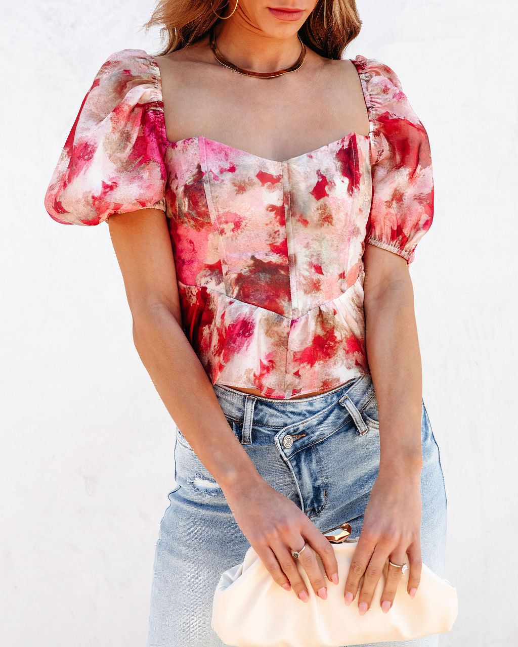 Palace Queen Puff Sleeve Peplum Corset Top sold by Vici