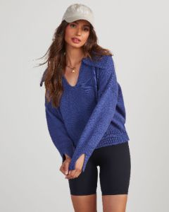 Avaleigh Collared Pullover Sweater - Navy - SALE sold by Vici