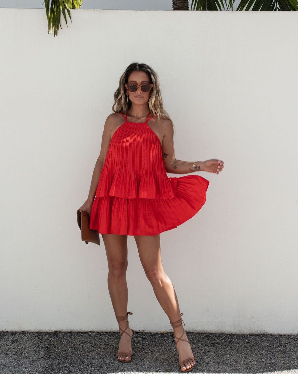 Scarletta Pleated Skort - Red - FINAL SALE sold by Vici