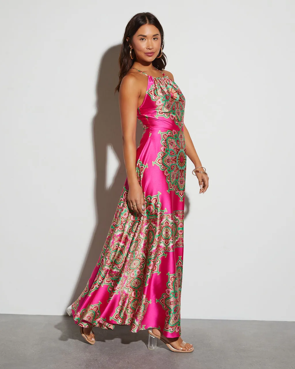 Kala Crew Empire Satin Maxi Dress sold by Vici product image thumbnail 3