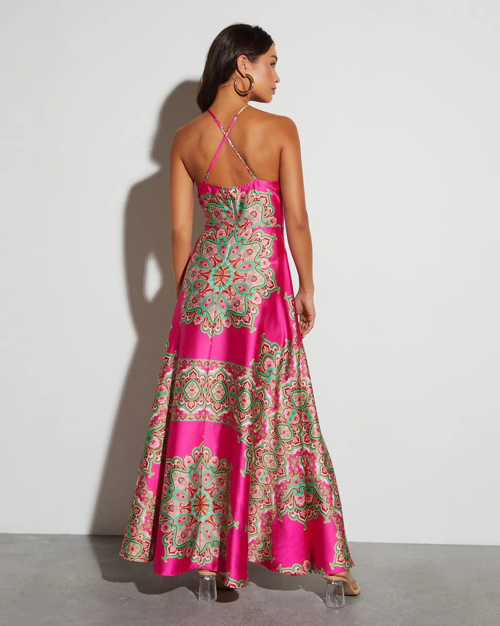 Kala Crew Empire Satin Maxi Dress sold by Vici product image thumbnail 4