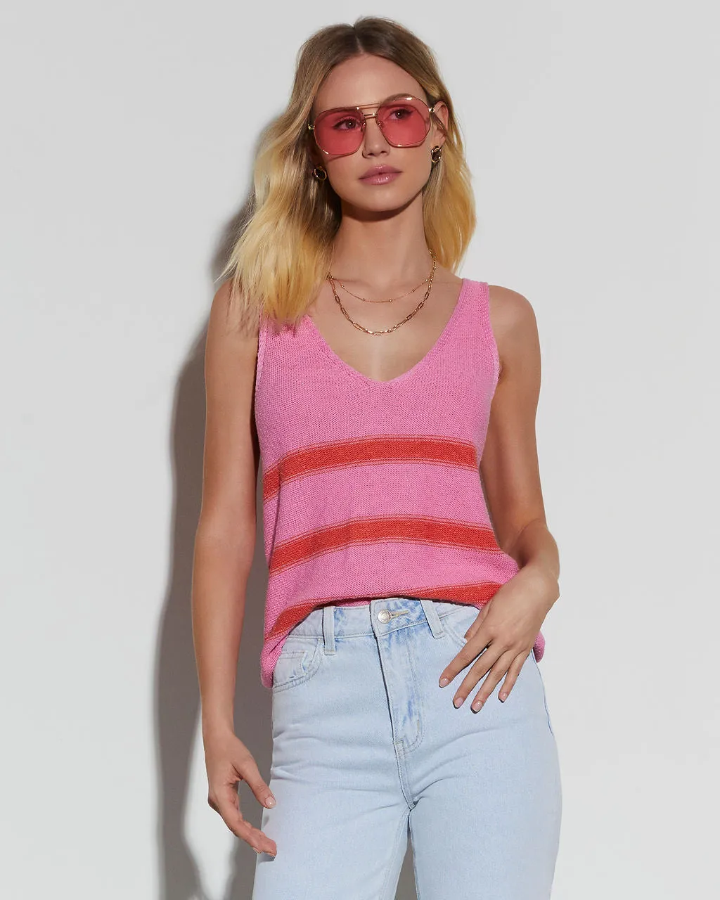 Arthur Knit Cotton Blend Striped Tank sold by Vici