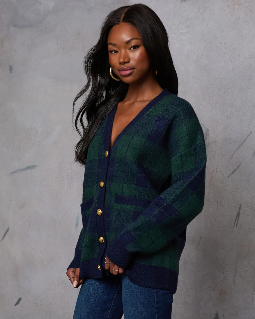 Fall Foliage Plaid Button Down Cardigan sold by Vici product image thumbnail 3