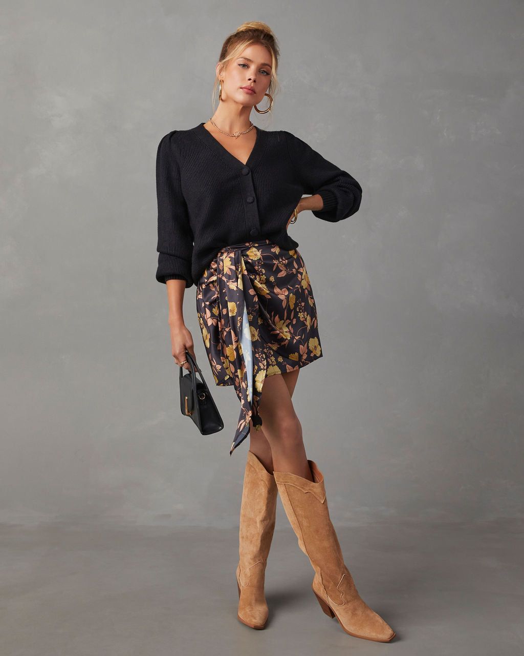 Summer City Nights Floral Mini Skirt - Black sold by Vici product image thumbnail 6