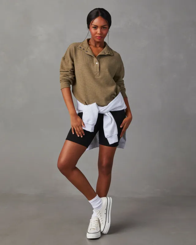 Kinsleigh Collared Pullover Sweater - Olive sold by Vici