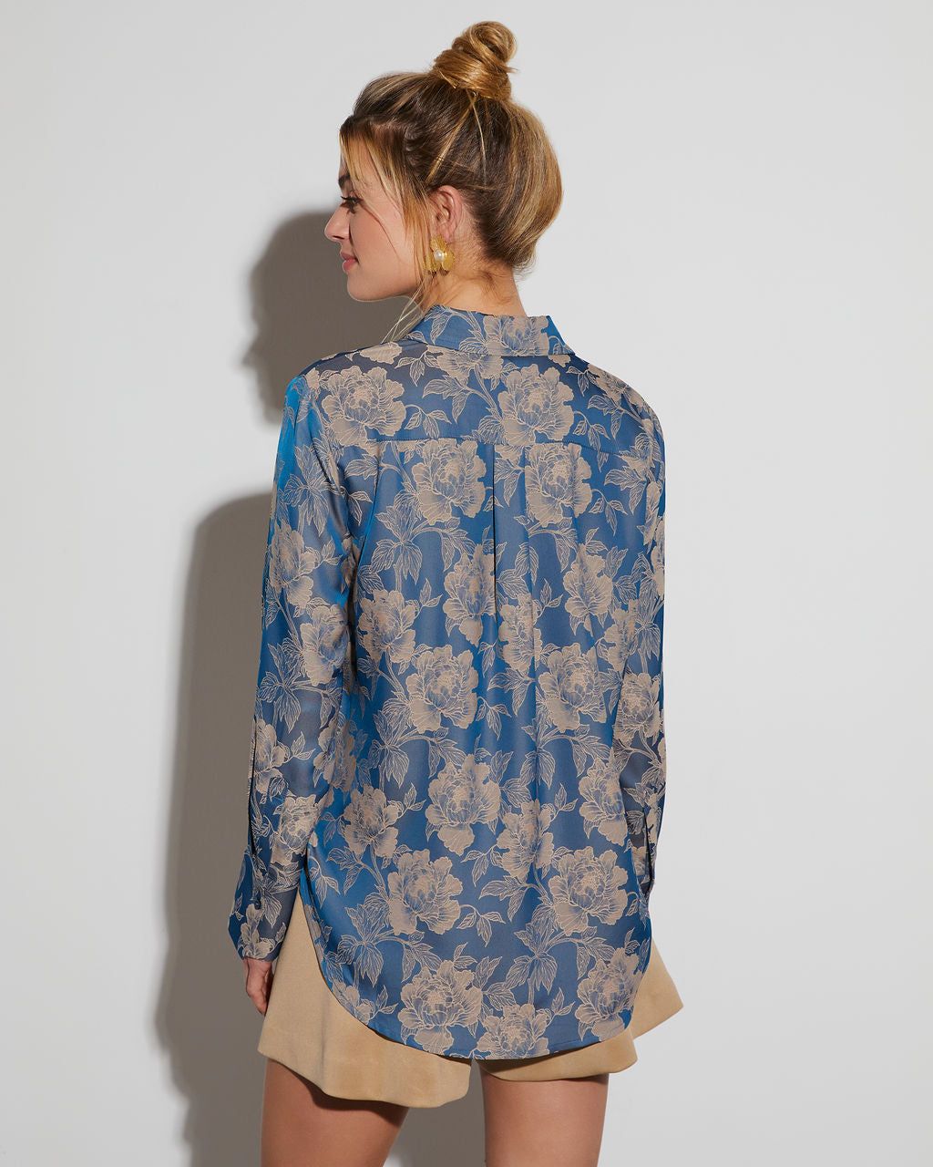 Krystal Floral Long Sleeve Button Down Top sold by Vici product image thumbnail 4
