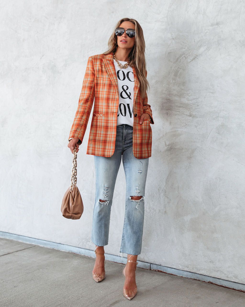 Making Headlines Plaid Pocketed Blazer sold by Vici product image thumbnail 3