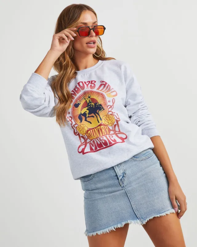 Cowboys And Country Music Graphic Sweatshirt - Grey - SALE sold by Vici
