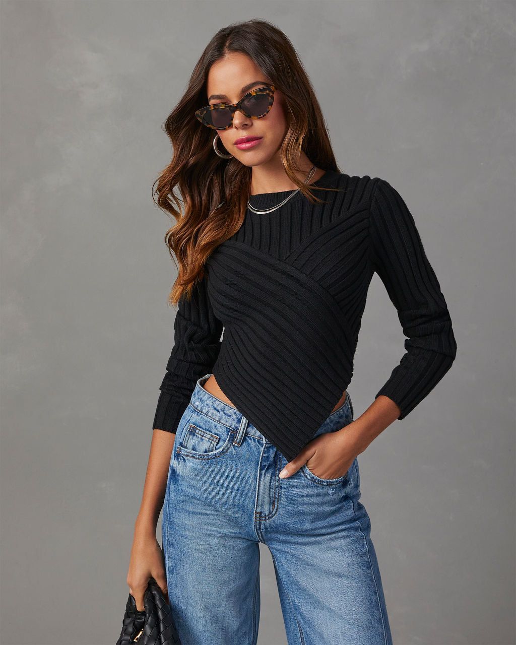 Marcia Cropped Sweater - Black sold by Vici