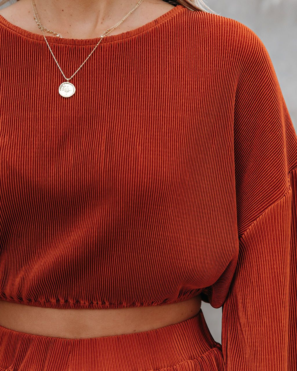 Tini Billowed Plisse Top - Rust - FINAL SALE sold by Vici product image thumbnail 4