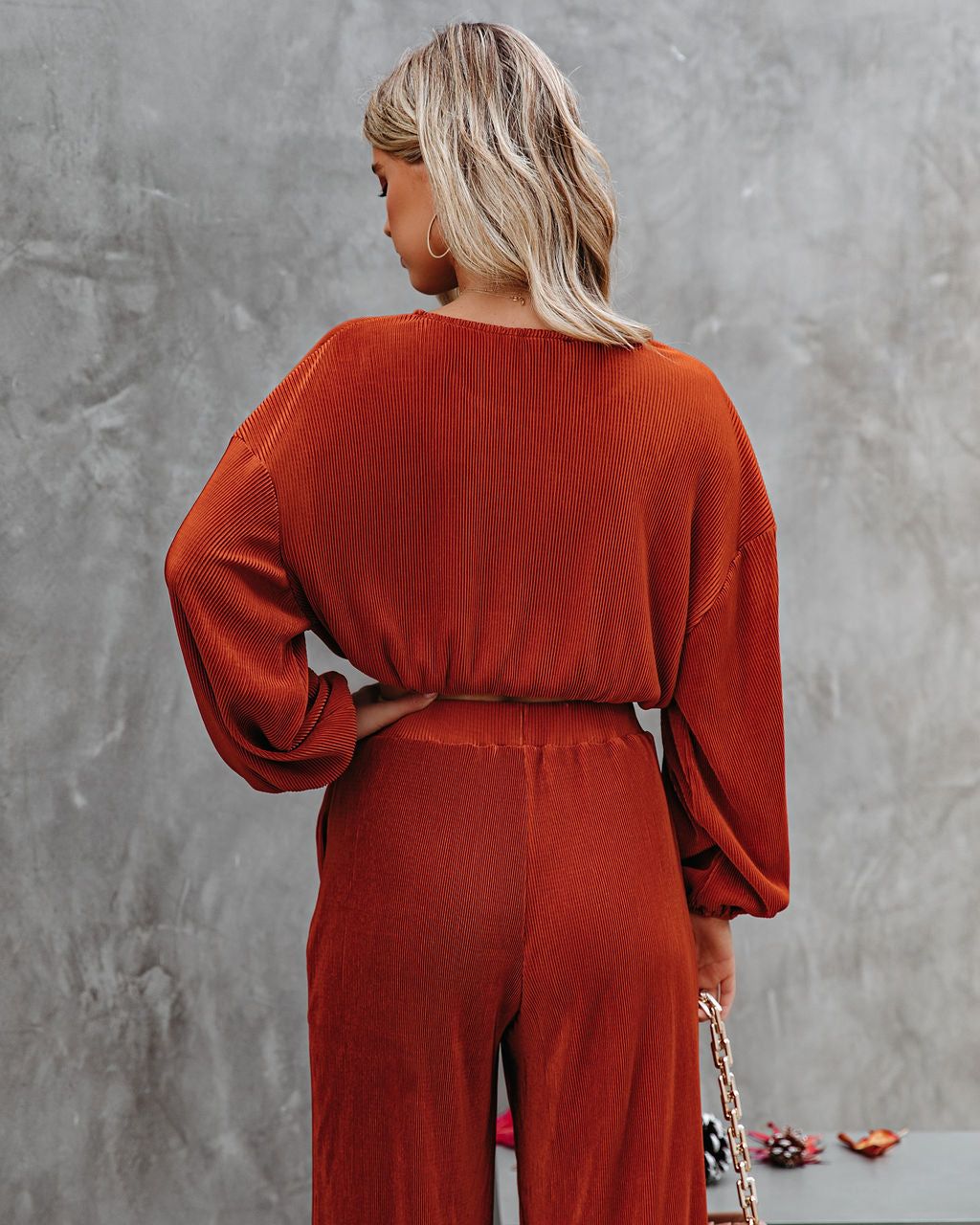 Tini Billowed Plisse Top - Rust - FINAL SALE sold by Vici product image thumbnail 2