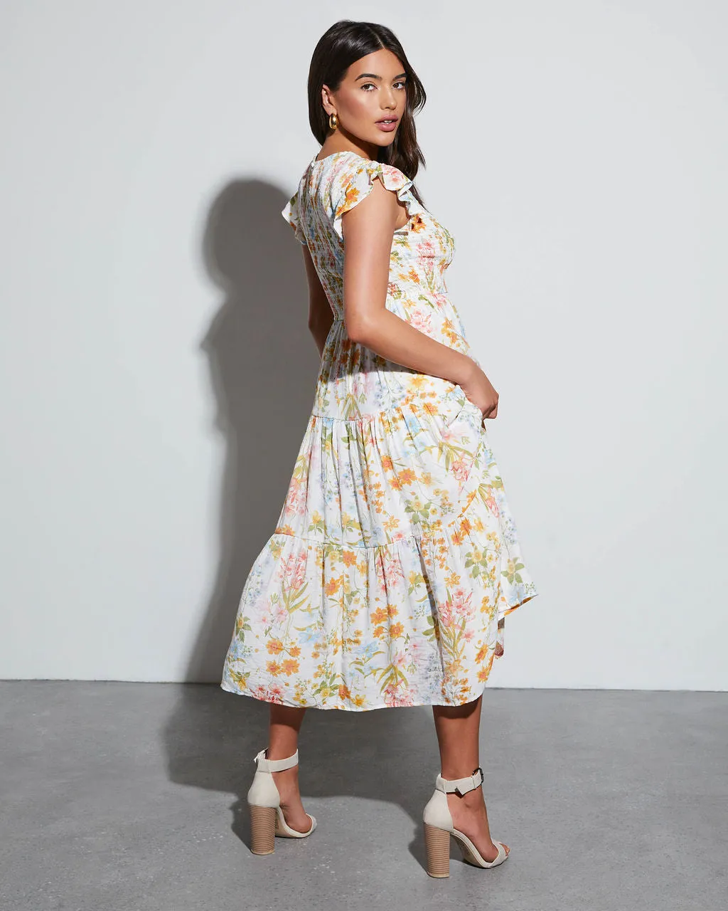 Joyful Floral Tiered Midi Dress sold by Vici product image thumbnail 4