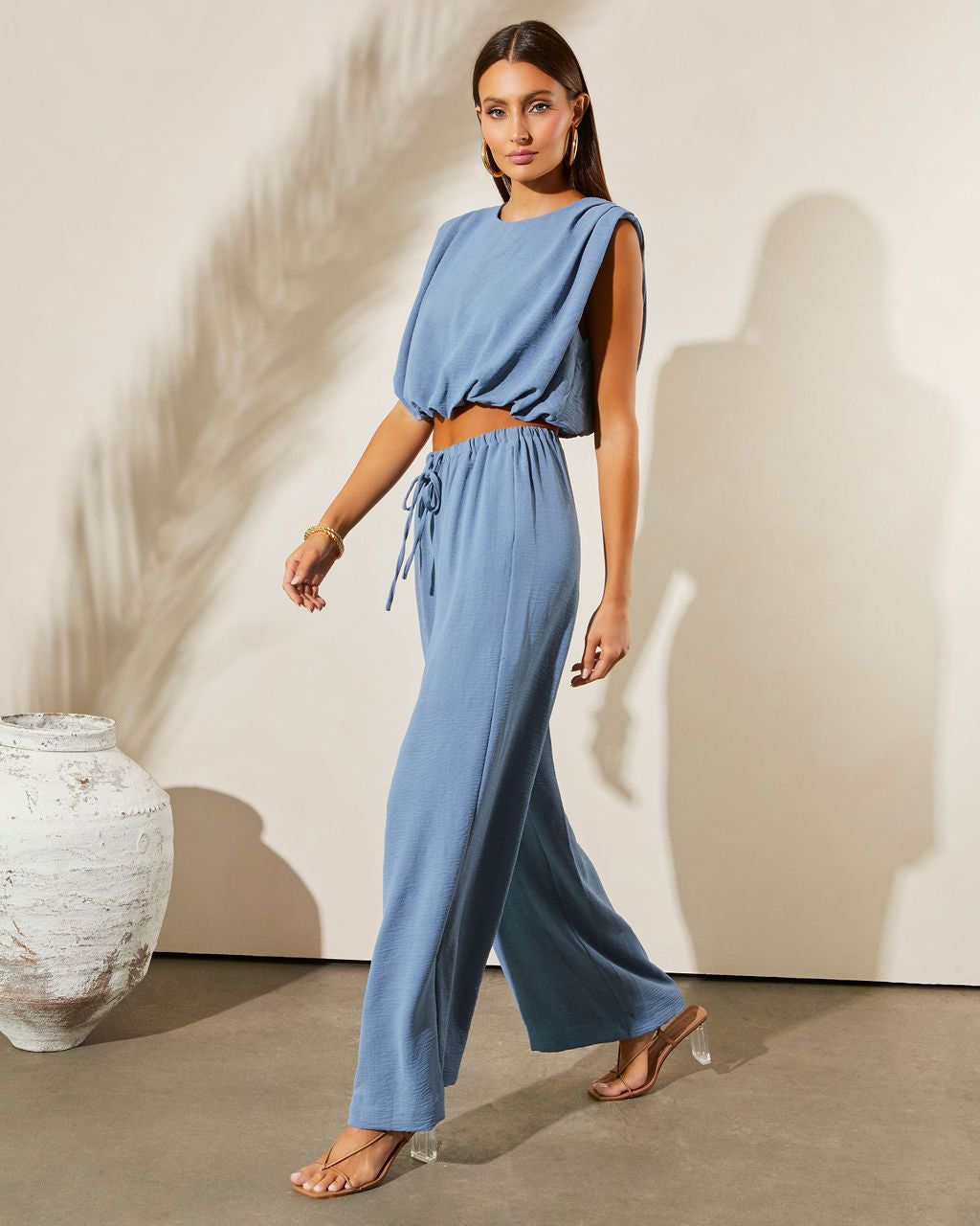 Forbidden Paradise Pocketed Drawstring Wide Leg Pants - Blue - FINAL SALE sold by Vici product image thumbnail 5