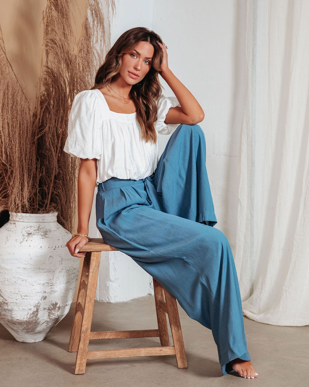 Anza Bubble Hem Top - White - FINAL SALE sold by Vici