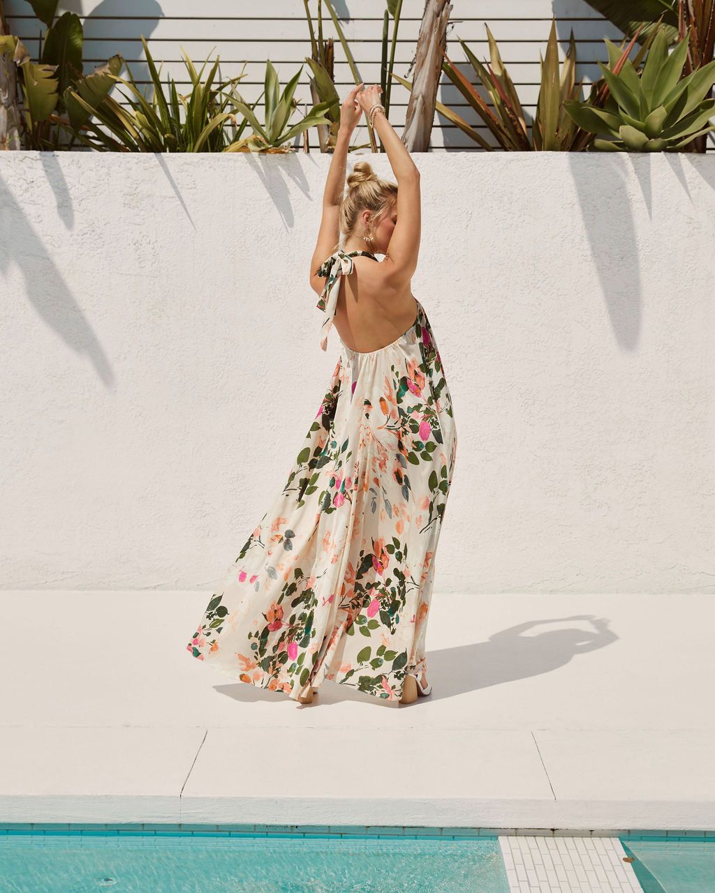 Amani Satin Floral Halter Maxi Dress sold by Vici product image thumbnail 2