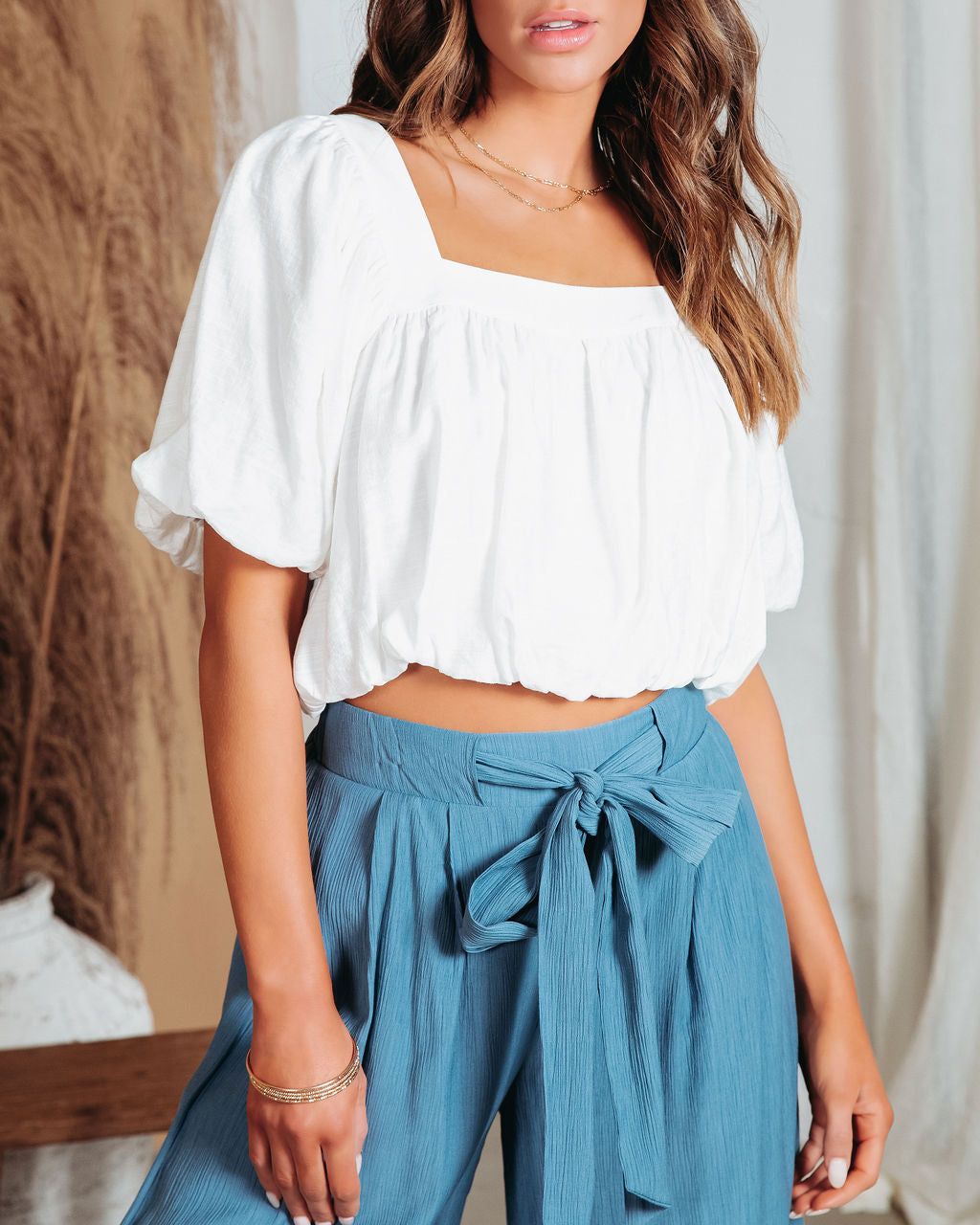 Anza Bubble Hem Top - White - FINAL SALE sold by Vici product image thumbnail 2