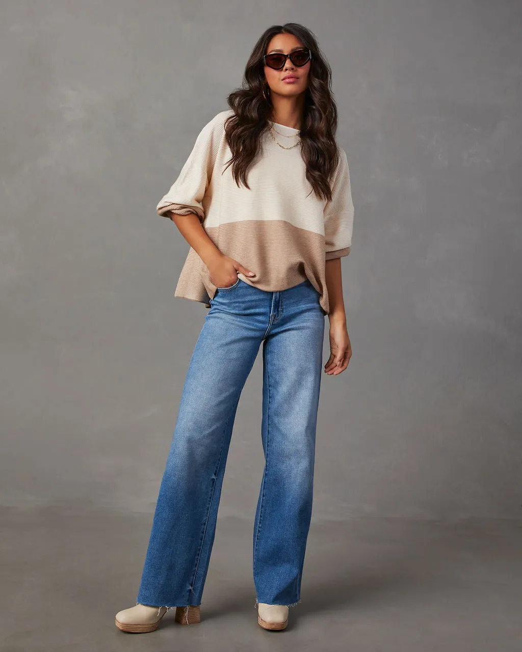 Sweet As Chai Colorblock Sweater sold by Vici