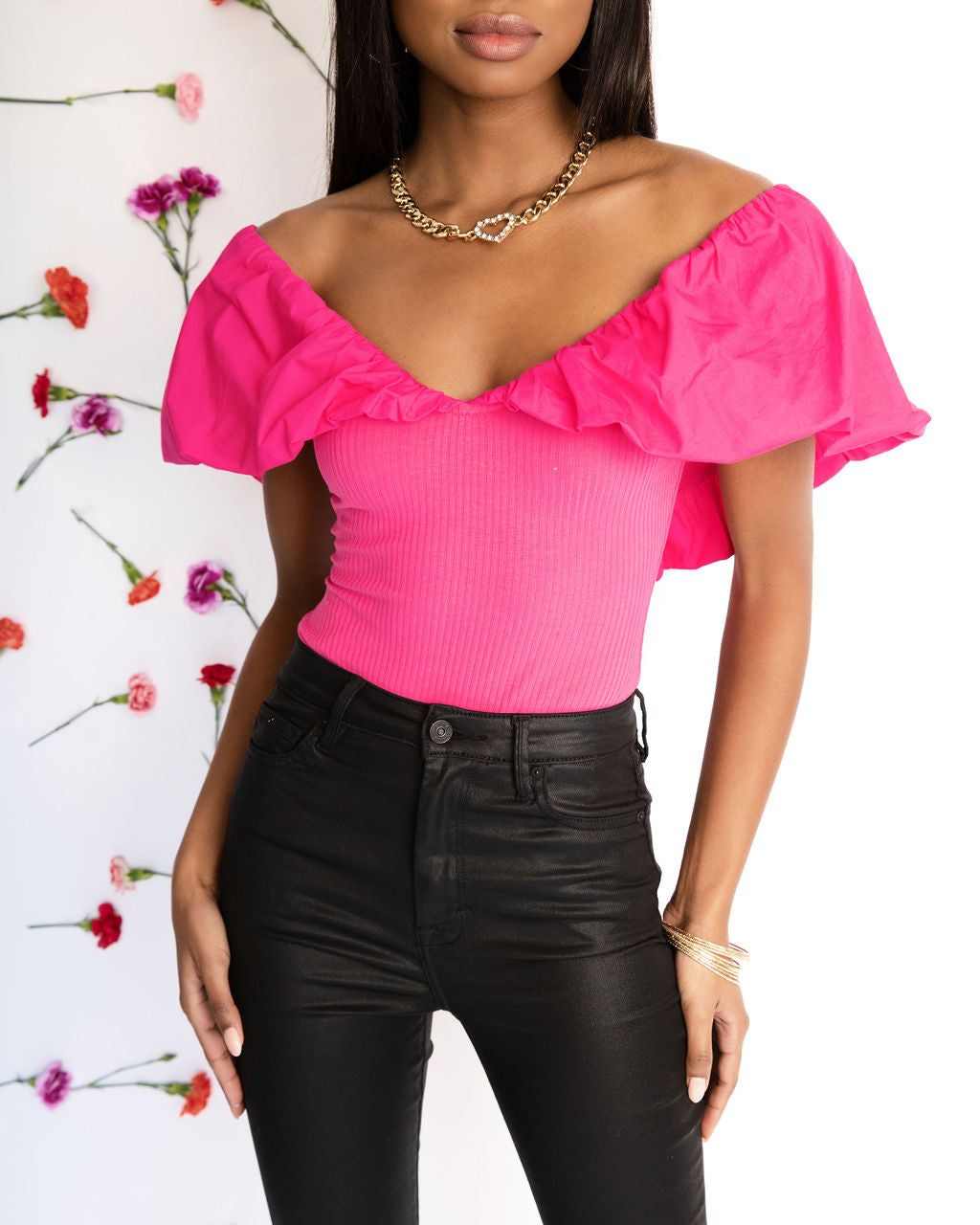 Highly Involved Ribbed Cotton Off The Shoulder Bodysuit sold by Vici product image thumbnail 2