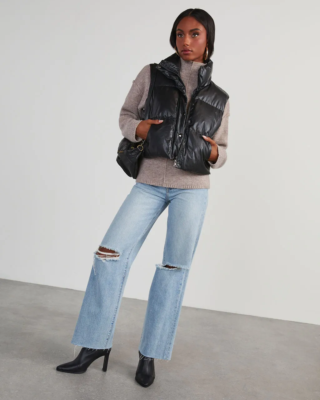Cardona Faux Leather Puffer Vest sold by Vici product image thumbnail 2
