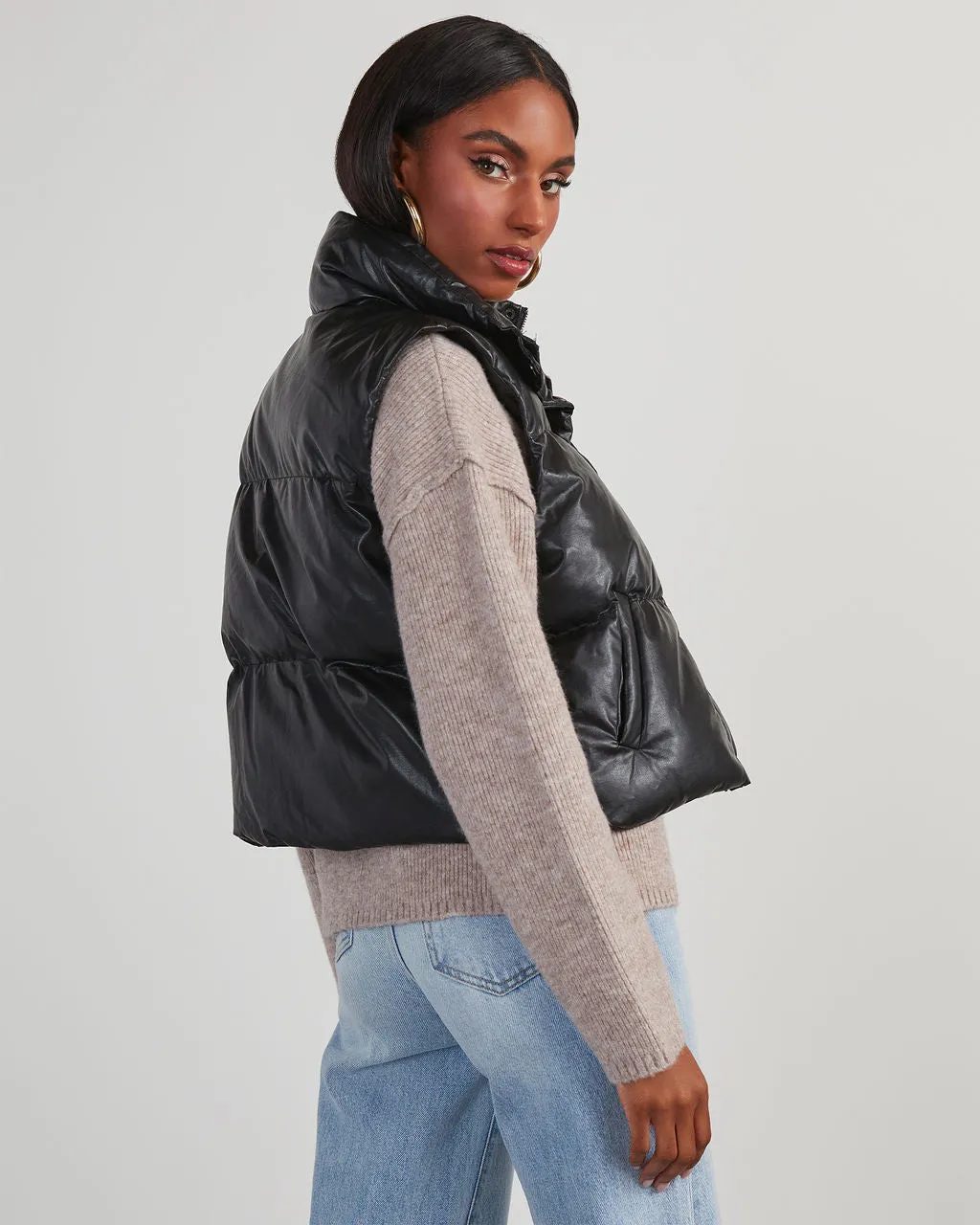 Cardona Faux Leather Puffer Vest sold by Vici product image thumbnail 4