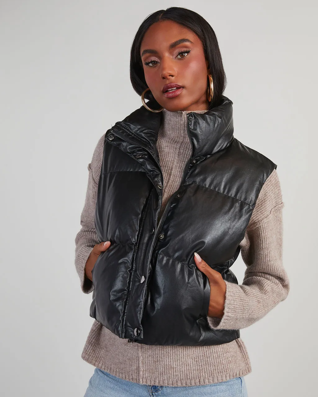 Cardona Faux Leather Puffer Vest sold by Vici product image thumbnail 5