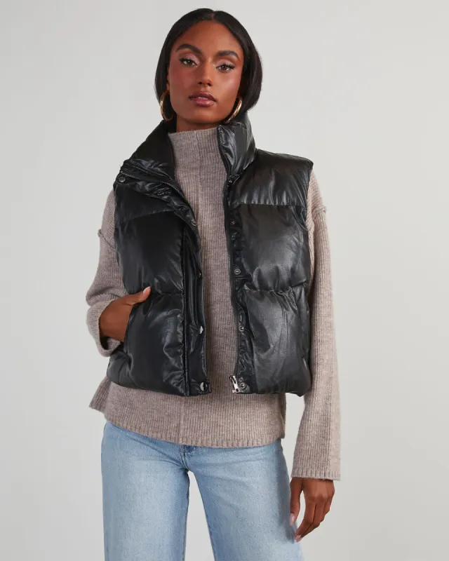 Cardona Faux Leather Puffer Vest sold by Vici