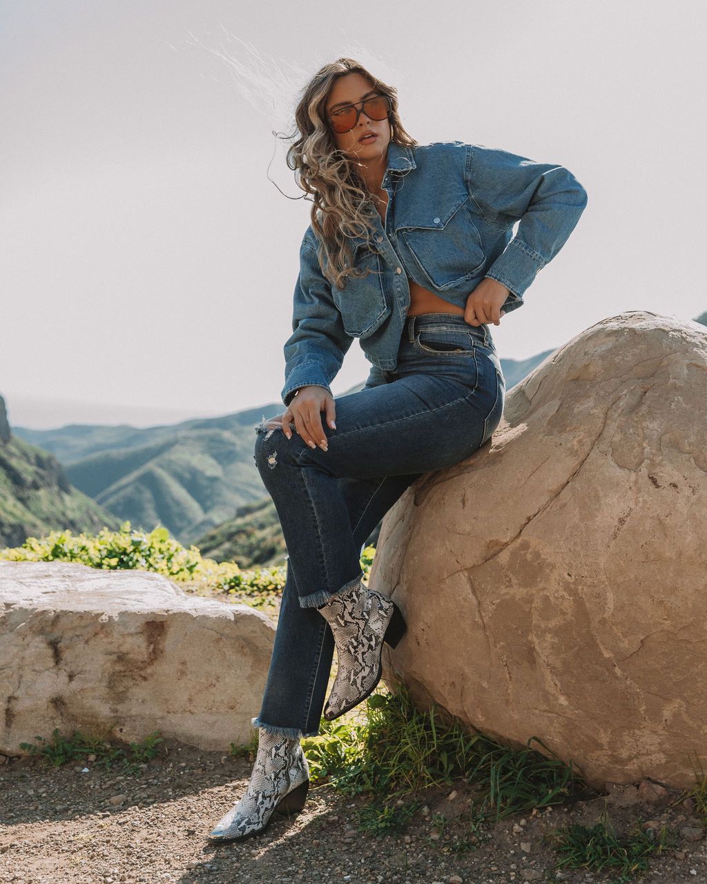 Gemma Denim Pocketed Crop Jacket sold by Vici product image thumbnail 2