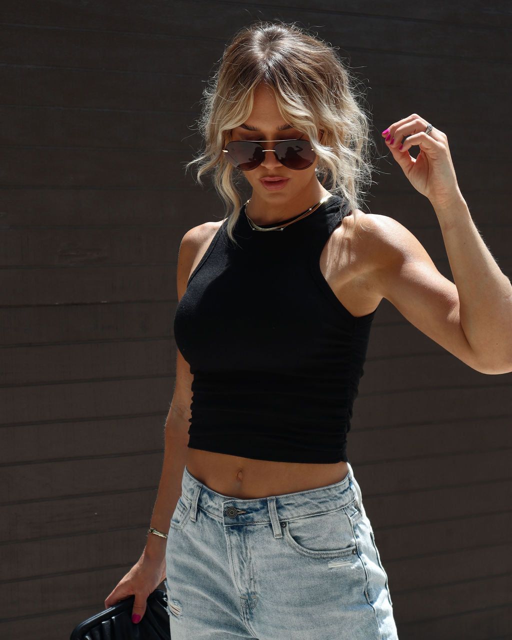 Rory Ruched Tank - Black - FINAL SALE sold by Vici product image thumbnail 6