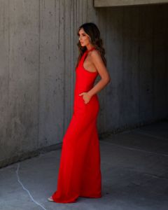 Gosselin Halter Neck Jumpsuit - Red - FINAL SALE sold by Vici