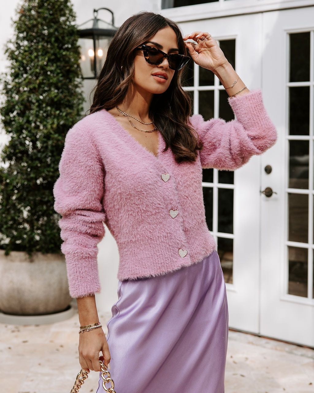 Be Still My Heart Fuzzy Knit Button Front Cardigan - Mauve - FINAL SALE sold by Vici product image thumbnail 7