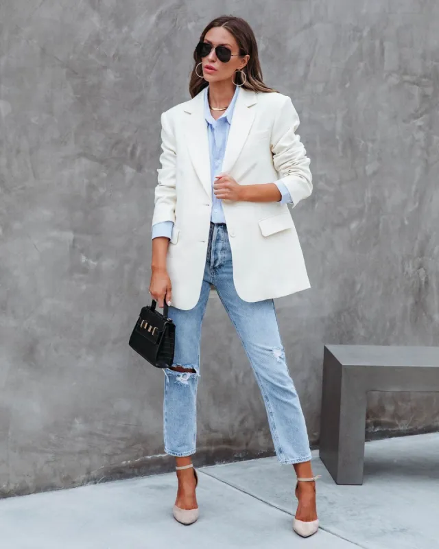 Aria Pocketed Blazer - Cream - FINAL SALE sold by Vici