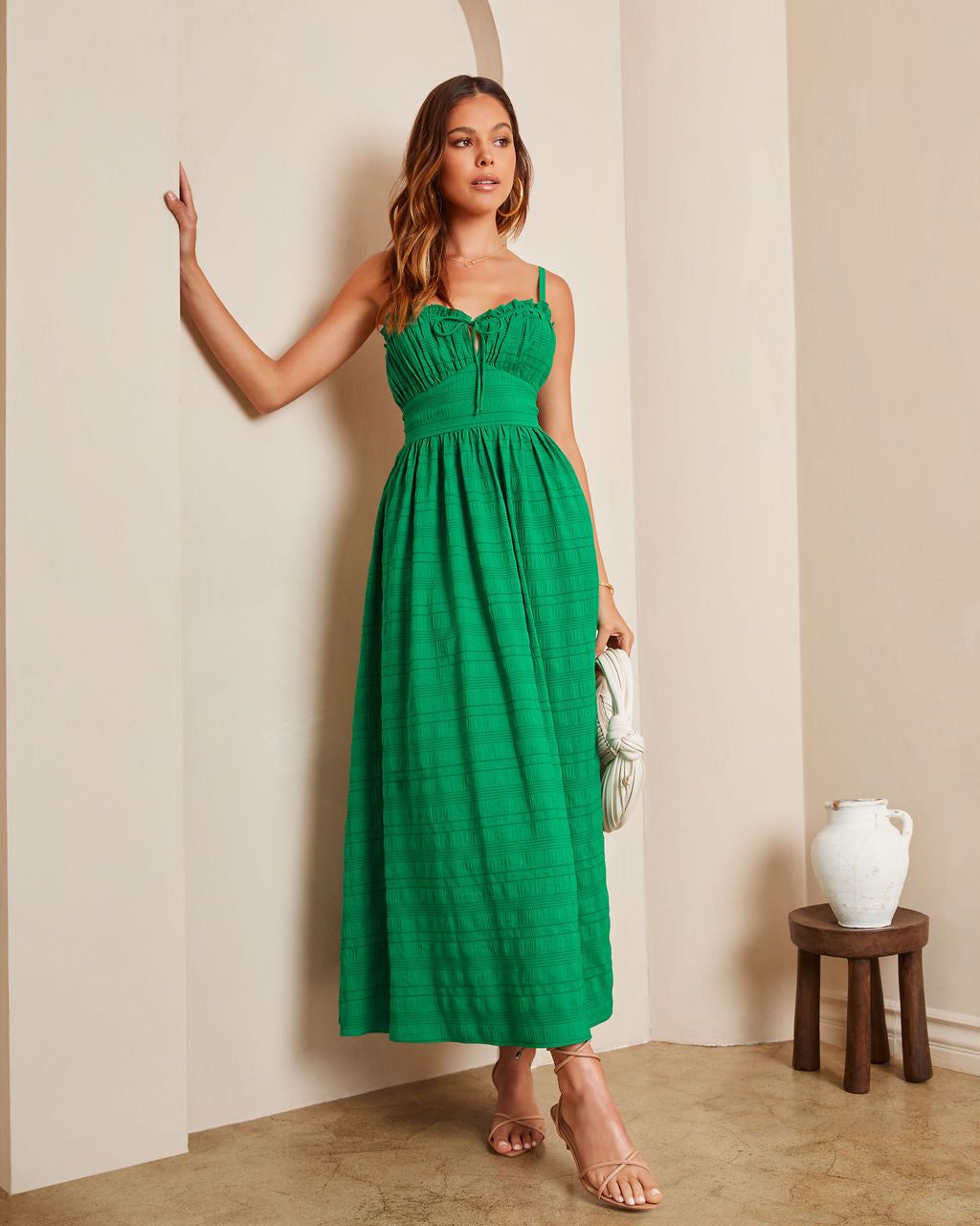Giovanni Lace Up Back Maxi Dress - Green - FINAL SALE sold by Vici