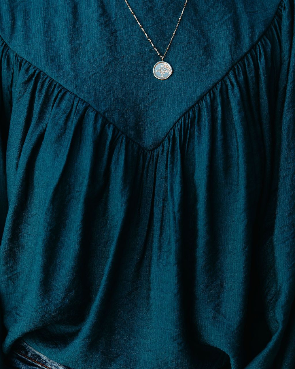 Bright As A Button Blouse - Dark Teal - FINAL SALE sold by Vici product image thumbnail 4