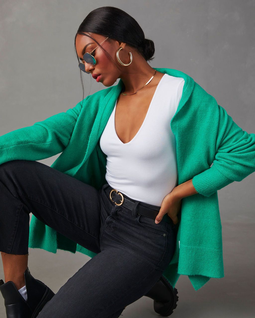 Darleen Oversized Cardigan - Kelly Green - SALE sold by Vici product image thumbnail 5