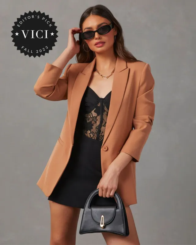 Standards Pocketed Blazer - Tan sold by Vici