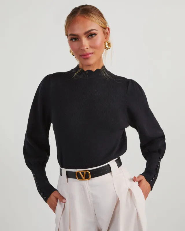 Humphrey Scalloped Mock Neck Sweater sold by Vici