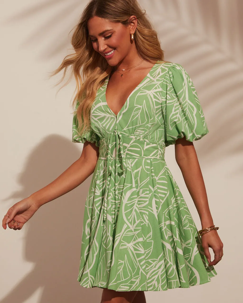 Adrianna Puff Sleeve Printed Mini Dress sold by Vici product image thumbnail 3