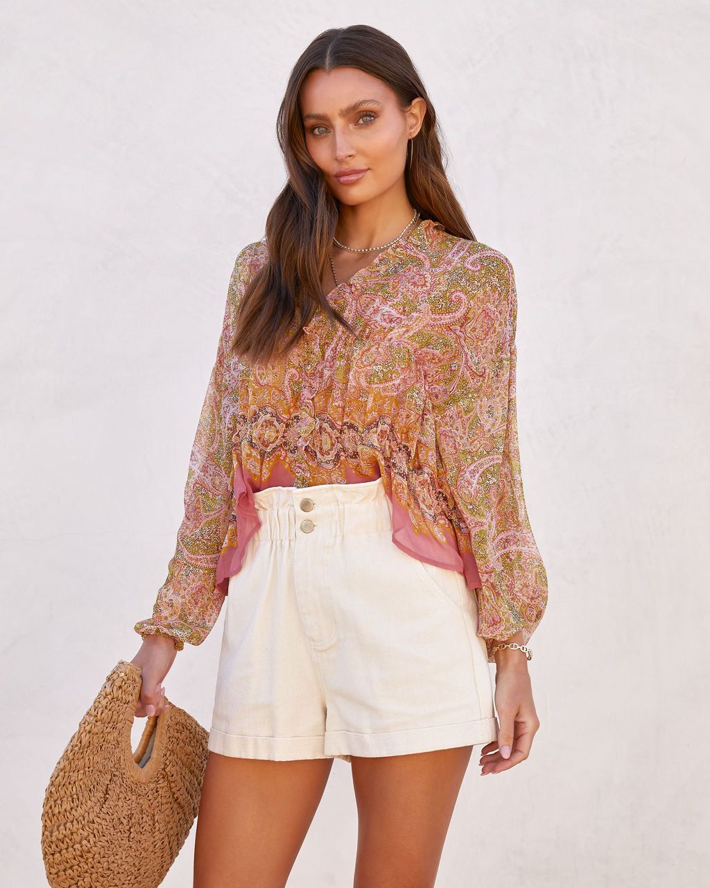 Gianna Paisley Chiffon Ruffle Button Top - FINAL SALE sold by Vici product image thumbnail 4