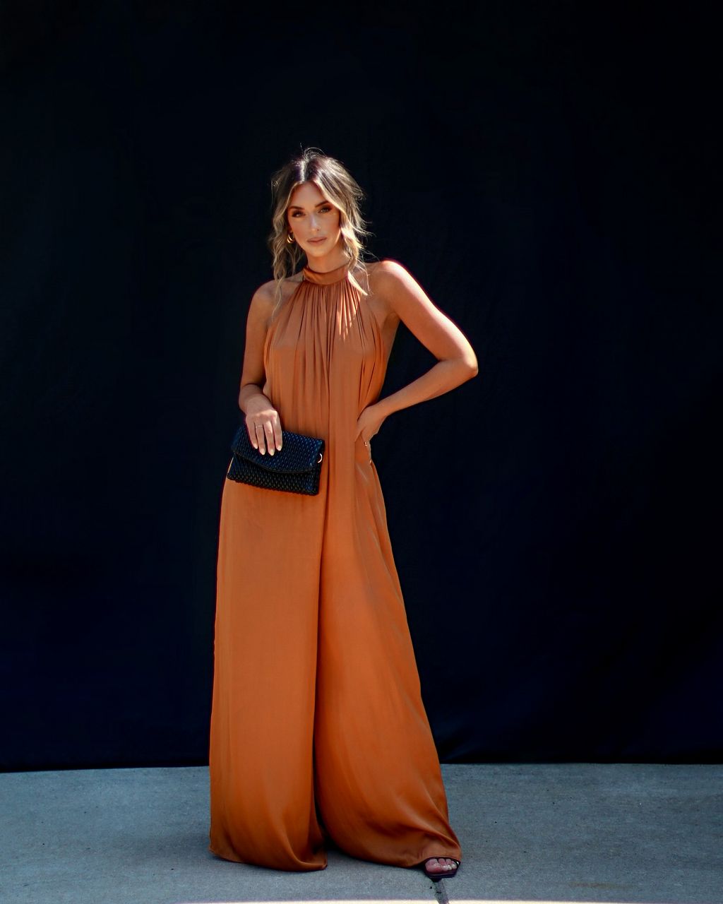 Adelaide Satin Halter Jumpsuit sold by Vici