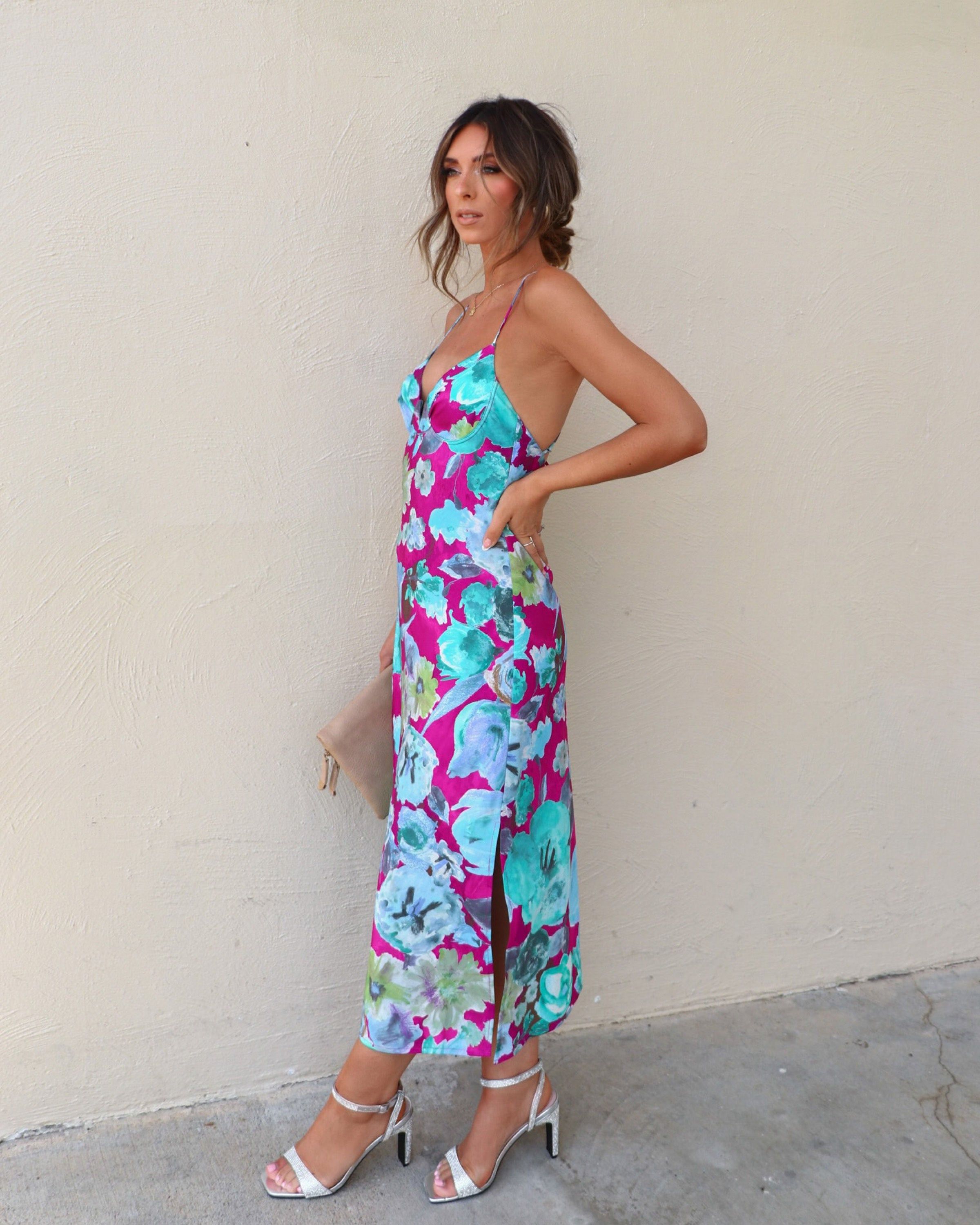 Sako Floral Midi Dress - Magenta/Multi sold by Vici product image thumbnail 3