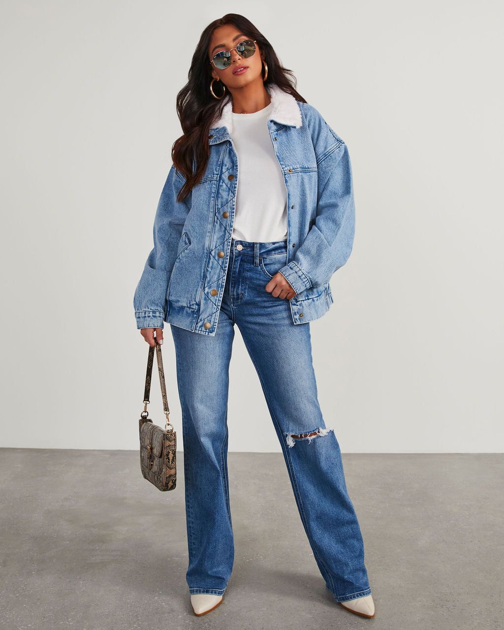 Burke Sherpa Denim Bomber Jacket sold by Vici product image thumbnail 2