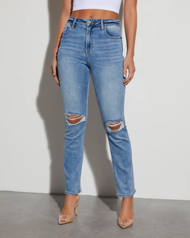 Ariana Distressed High Rise Skinny Jeans sold by Vici