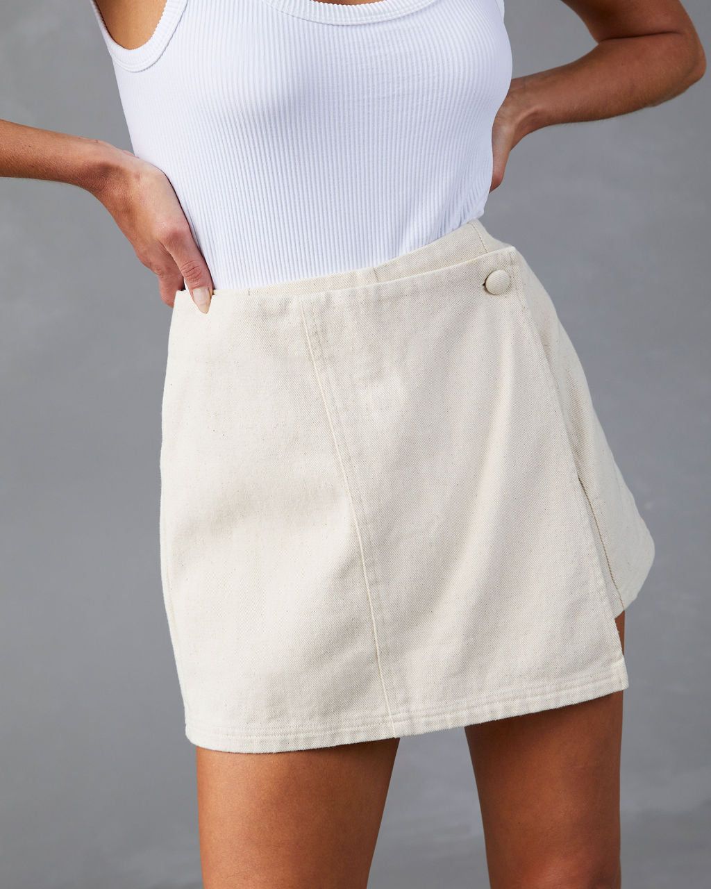 Maite Button Front Mini Skort sold by Vici