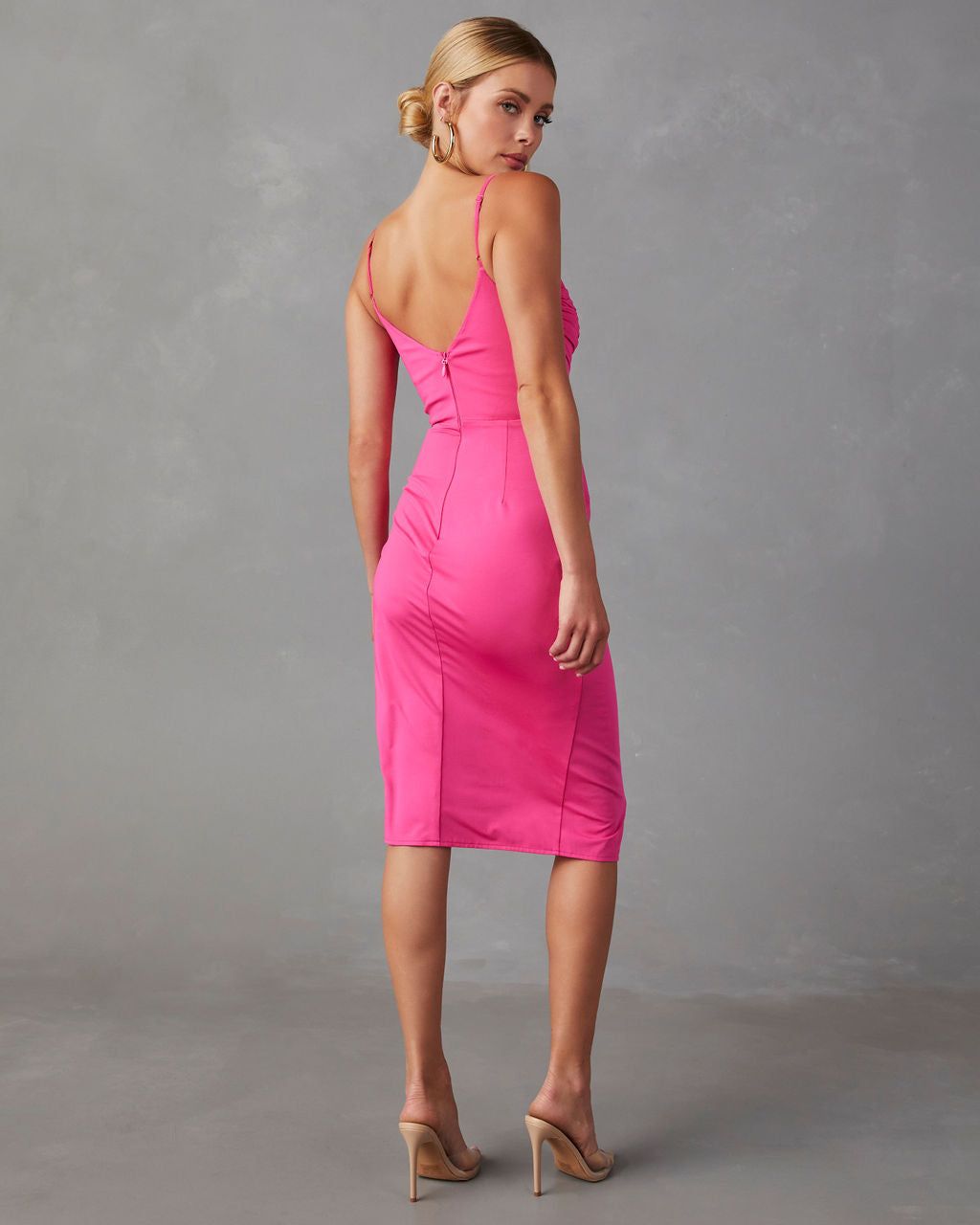 Katniss Cutout Ruched Midi Dress - Pink - FINAL SALE sold by Vici product image thumbnail 2