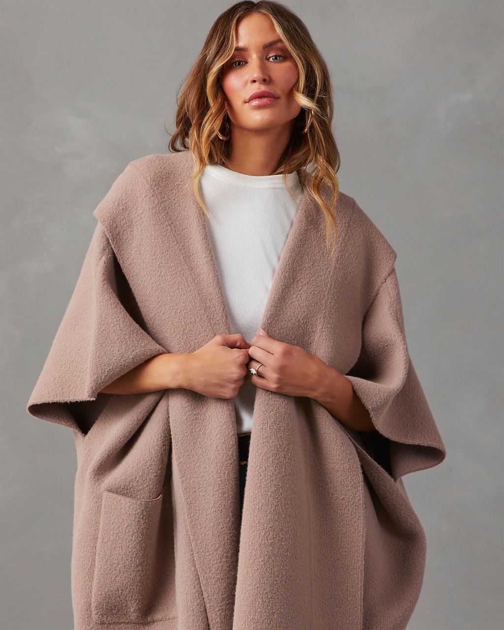 Dempsey Oversized Open Front Caridgan - Taupe sold by Vici product image thumbnail 2