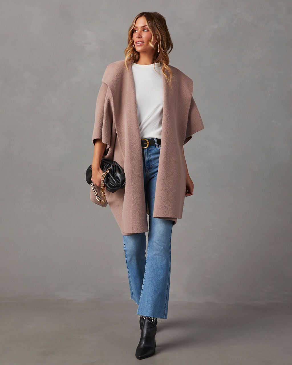 Dempsey Oversized Open Front Caridgan - Taupe sold by Vici product image thumbnail 5